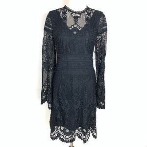 Laundry | Black Lace Shift Dress Long Sleeve